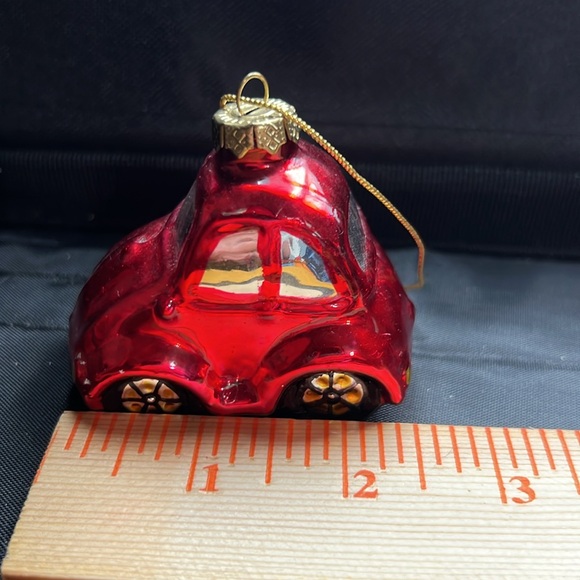 Holiday Collection Glass Christmas Tree Ornament Red Beetle Car - Picture 5 of 7